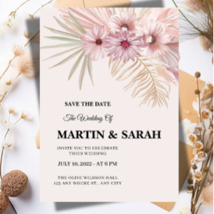 Neutrale Boho-Botanische-Hochzeit-Save-the-Date-Ka Save The Date
