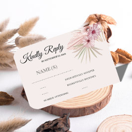 Neutrale Boho-Botanische Hochzeits-RSVP-Karte RSVP Karte