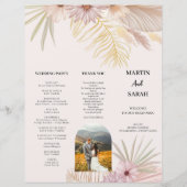Neutrale Boho-Botanische Hochzeitsprogrammkarte (Vorderseite)