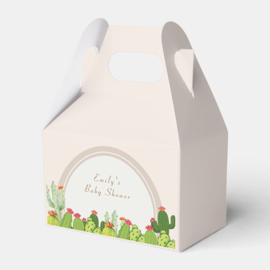 Neutrale Boho Cactus Arch Baby Shower Geschenkschachtel (Vorderseite)
