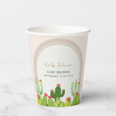 Neutrale Boho Cactus Arch Baby Shower Pappbecher (Rückseite)