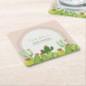 Neutrale Boho Cactus Arch Baby Shower Rechteckiger Pappuntersetzer (angewinkelt)