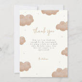 Neutrale Boho Clouds Stars Babydusche Dankeskarte (Vorderseite)