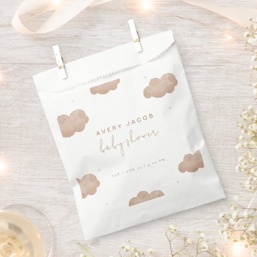 Neutrale Boho Clouds Stars Babydusche Geschenktütchen (Ausgeschnitten)