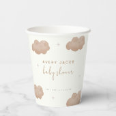 Neutrale Boho Clouds Stars Babydusche Pappbecher (Rückseite)