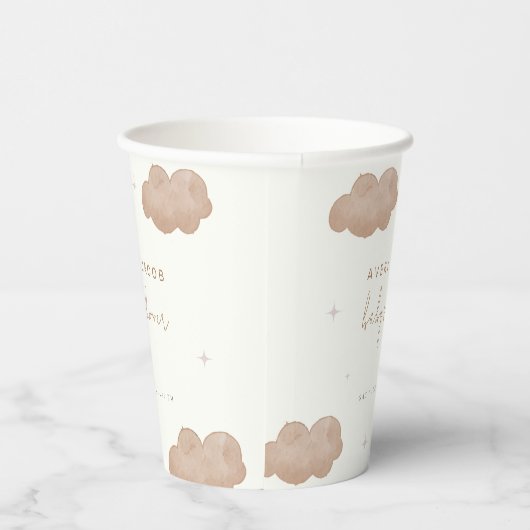 Neutrale Boho Clouds Stars Babydusche Pappbecher (Rechts)