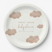 Neutrale Boho Clouds Stars Babydusche Pappteller (Vorderseite)