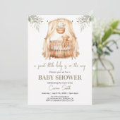Neutrale Boho Greenery Baby Shower Einladung (Stehend Vorderseite)