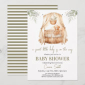 Neutrale Boho Greenery Baby Shower Einladung (Vorne/Hinten)