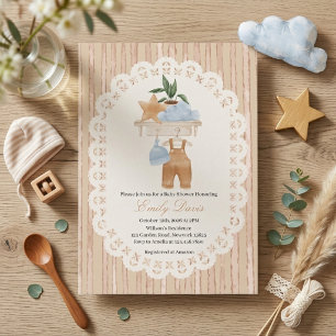 Neutrale Boho-Kinderzimmer-Baby-Party Einladung