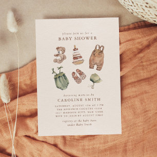 Neutrale Boho-Kinderzimmer-Baby-Party Einladung