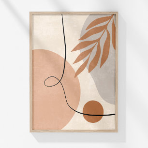 Neutrale Boho-Linienkunst Botanische Abstrakte Wan Poster