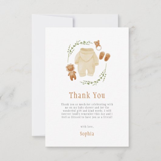 Neutrale Boho Muster Baby Dusche Dankeskarte (Vorderseite)