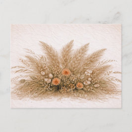 Neutrale Boho-Pampasgras-Wildblumenanordnung  Postkarte