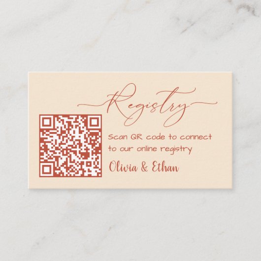 Neutrale Boho-QR-Code-Hochzeitsregister-Beilage Begleitkarte (Vorderseite)