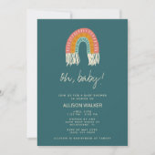 Neutrale Boho Rainbow Baby Einladung (Vorderseite)