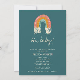 Neutrale Boho Rainbow Baby Einladung