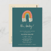 Neutrale Boho Rainbow Baby Einladung Postkarte (Vorne/Hinten)
