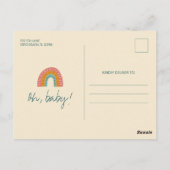 Neutrale Boho Rainbow Baby Einladung Postkarte (Rückseite)
