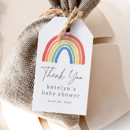 Neutrale Boho Rainbow Baby Shower Geschenkanhänger