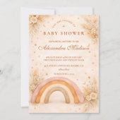 Neutrale Boho-Regenbogen-Baby-Party Einladung (Vorderseite)