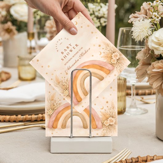 Neutrale Boho-Regenbogen-Baby-Party Serviette