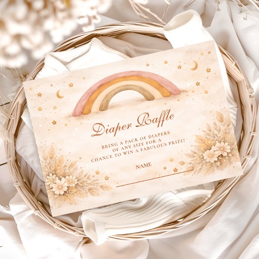Neutrale Boho-Regenbogen-Windel-Verlosung Begleitkarte