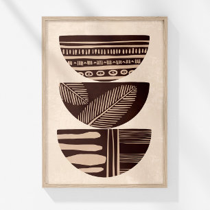 Neutrale Boho-Stammes-Abstrakt-Schalen-Wandkunst Poster