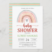 Neutrale Boho Wasserfarbe Rainbow Baby Shower Einladung (Vorne/Hinten)
