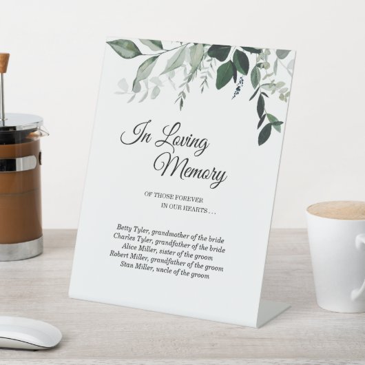 Neutrale botanische Hochzeit in liebender Erinneru Sockelschild (In SItu)
