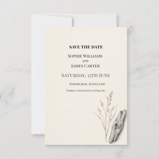 Neutrale botanische Hochzeit Save The Date (Vorderseite)
