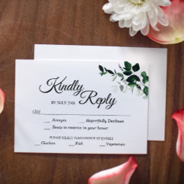 Neutrale Botanische Remissionskarte mit Essenswahl RSVP Karte