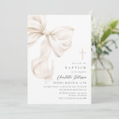 Neutrale Bow Bow-Taufeinladung Einladung (Stehend Vorderseite)