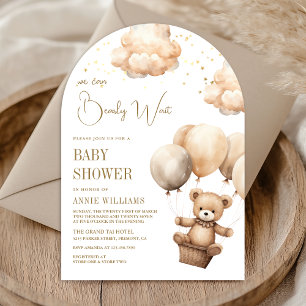 Neutrale braune Teddybär-Ballonbogen-Babyparty Einladung
