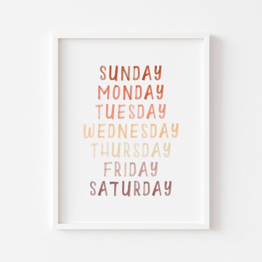 Neutrale braune Unterrichtstage eines wöchentliche Poster