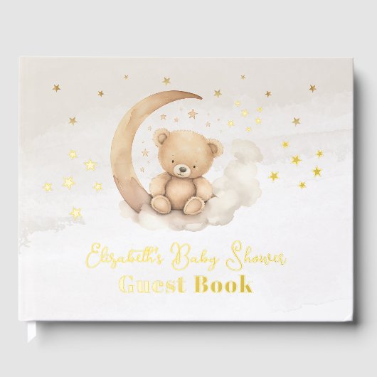 Neutrale Braunteddybärdusche Gästebuch (Vorderseite)