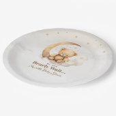 Neutrale Braunteddybärdusche Pappteller (Schrägansicht)