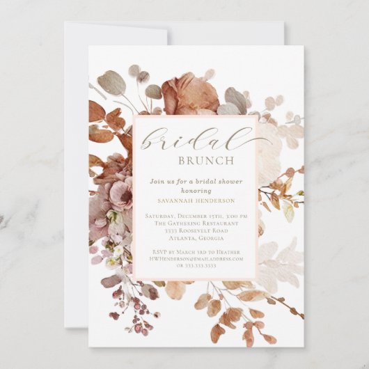 Neutrale Brautbrunch-Dusche Einladung (Vorderseite)