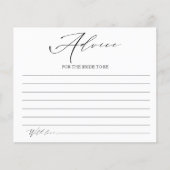 Neutrale Brautparty-Ratgeber-Karten (Vorderseite)