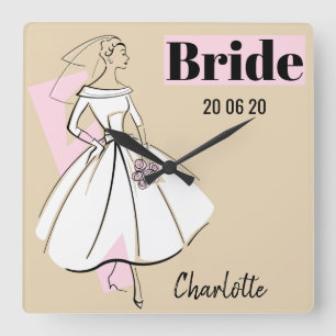 Neutrale Bridenzähler der Mode-Bride Quadratische Wanduhr