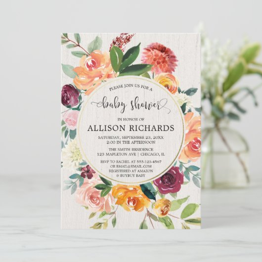 Neutrale Burgunder-Babyparty des Einladung (Stehend Vorderseite)