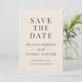 Neutrale Champagne-Hochzeit Save the Date (Stehend Vorderseite)
