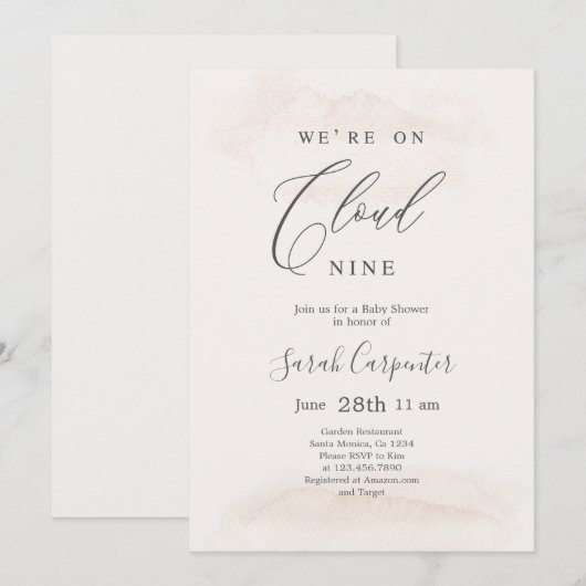 Neutrale Cloud 9 Babydusche Einladung (Vorne/Hinten)