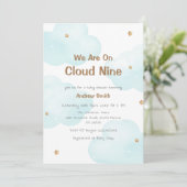 Neutrale Cloud Nine Stars Babydusche Einladung (Stehend Vorderseite)