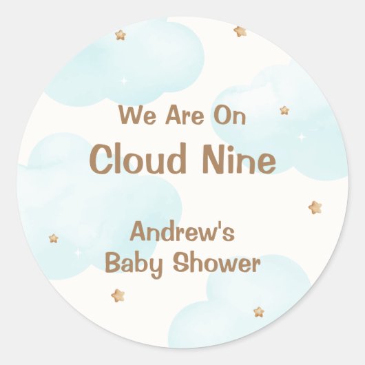 Neutrale Cloud Nine Stars Babydusche Runder Aufkleber (Vorderseite)