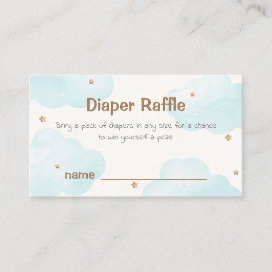 Neutrale Cloud Nine Stars Diaper Raffle Baby Dusch Begleitkarte (Vorderseite)