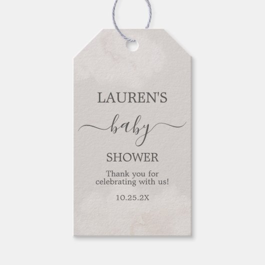 Neutrale Clouds Baby Shower Girl Geschenkmarke Geschenkanhänger (Vorderseite)