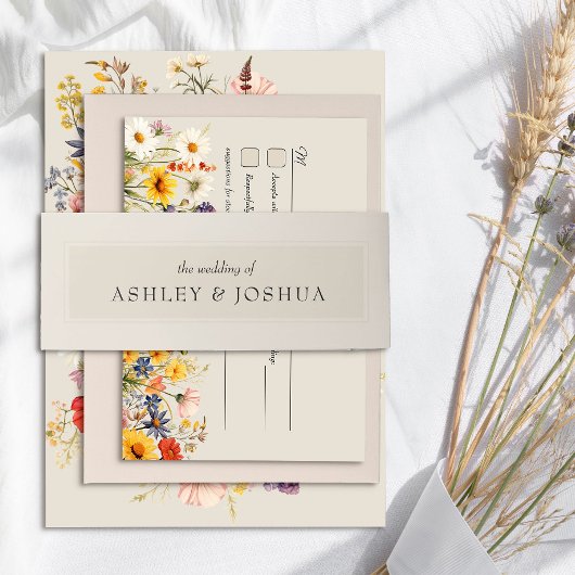 Neutrale Creme Beige Einfache Minimale Hochzeit Einladungsbanderole