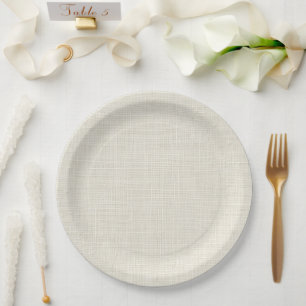 Neutrale Creme-Faux-Leinenstoff elegant Pappteller