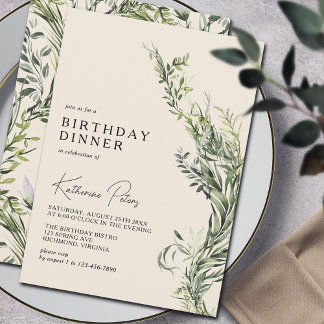 Neutrale Creme Ivory Chic Botanisches Geburtstagse Einladung